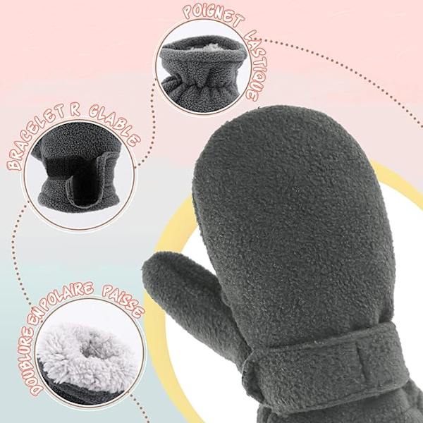L Grå - Vinter Babyvotter Fleecefôret Småbarn Gutter Varme Myke
