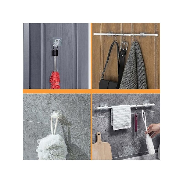Icke-borrade krok gardin fäste, självhäftande gardinstång fäste, självhäftande gardinstång fäste (4-pack)
