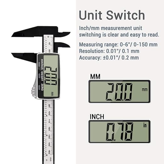 Stor LCD Elektronisk Linjal Mikrometer, mm/tum Konvertering,