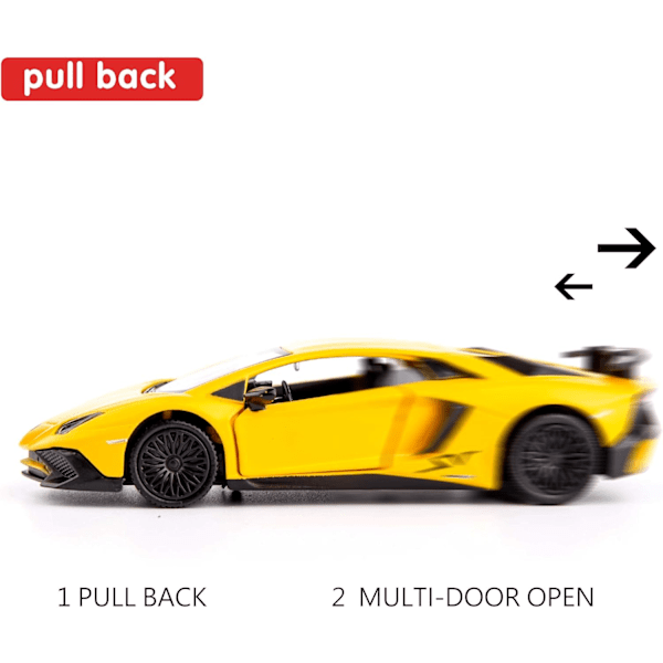 1/32 mittakaavan Aventador LP750-4 valumuottiauto, sinkkiseosleluauto lapsille, vetävä takaisin ajoneuvo leluauto taaperoille