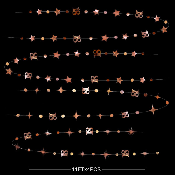 Rose Gold 18-vuotis syntymäpäiväkoristeet Numero 18 Ympyrä Pisteet Kimaltava Tähti Garland Streamer Metalli Riippuva Bunti