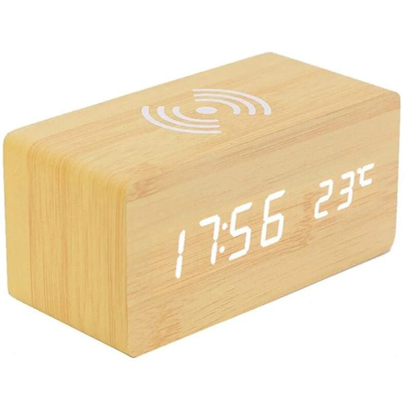 Digital termometer väckarklocka Trä digital väckarklocka LED Di