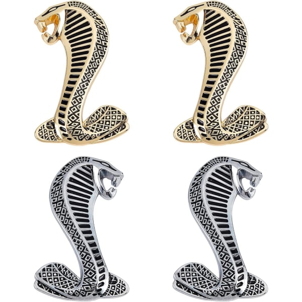 4 stk 95x59mm 3D Cobra Snake Emblem Klistremerker Dekal Badge Kit Auto