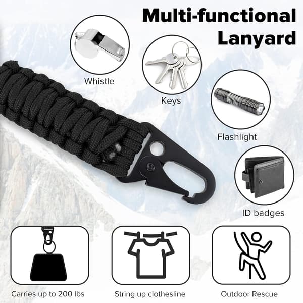 2 lanyards fallskjerm-snor fløyte håndleddsstropp fallskjerm