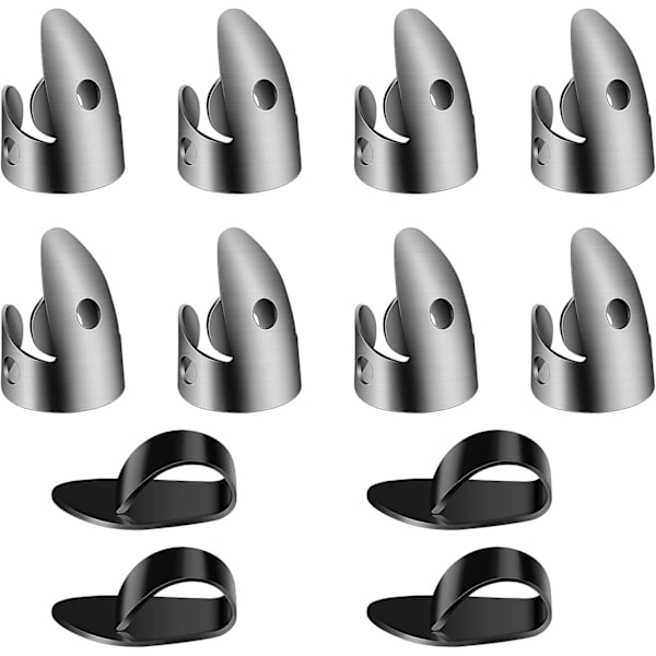 12 ställbara fingerplektrum gitarrplektrum set inklusive 8 st silver rostfritt stål tumfinger och 4 st plast tumplektrum för gitarr