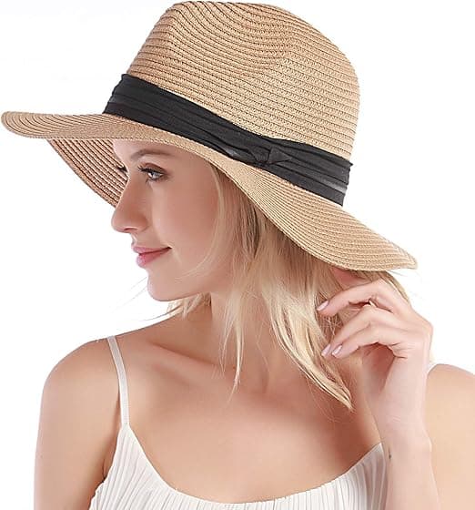 1 st. Kaki Straw Hat för Kvinnor - Strandhatt - Hatt