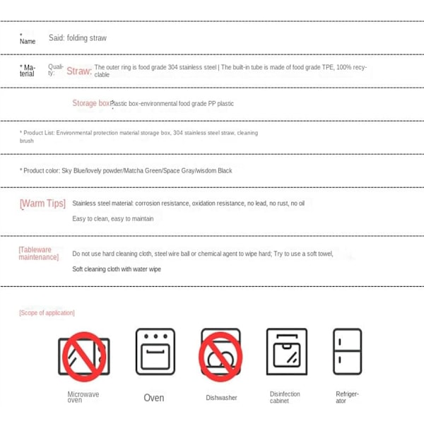 Foldbar sugerør med oppbevaringsboks, foldbar sugerør i rustfritt stål, gjenbrukbar miljøvennlig drikkesugerør