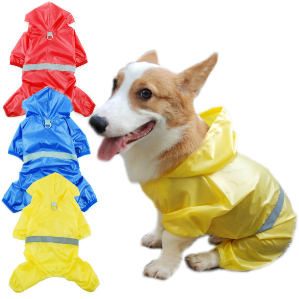 Pet Raincoat Vanntett Refleks Dobbeltlags Pustende