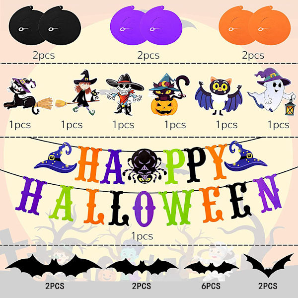 Halloween-juhlatyylikitti - Pyörivät riippuva Happy Halloween -koristeet