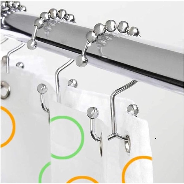 Reversible Shower Curtain Hooks (12 Pack) - High Quality