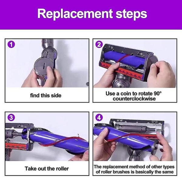 1 sett med erstatningsbørstevalser kompatibel med Dyson V8 trådløs støvsuger