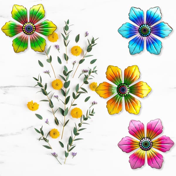 4 stycken blommiga väggkonstdekorationer prydnadsföremål inomhus utomhus
