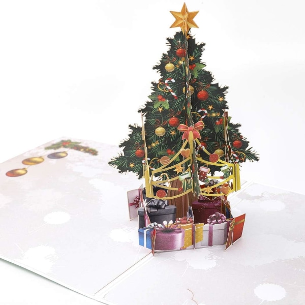 1 kpl 3D-joulukortti Näytä joulukuusen onnittelukortit