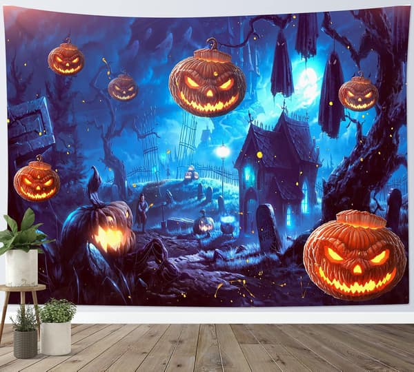 Halloween-tapetti Terror Pumpkin Jack-O-Lantern Seinäkoriste