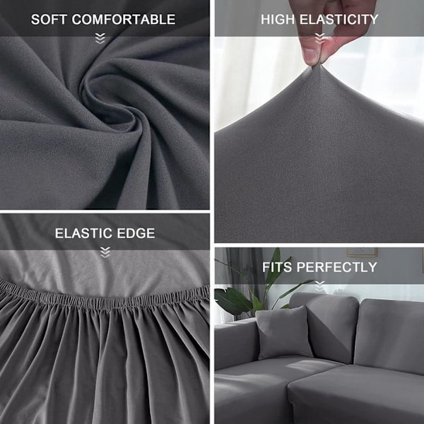 Sektionssofabetræk, L-formet sofaovertræk 1 stk. elastisk stræk