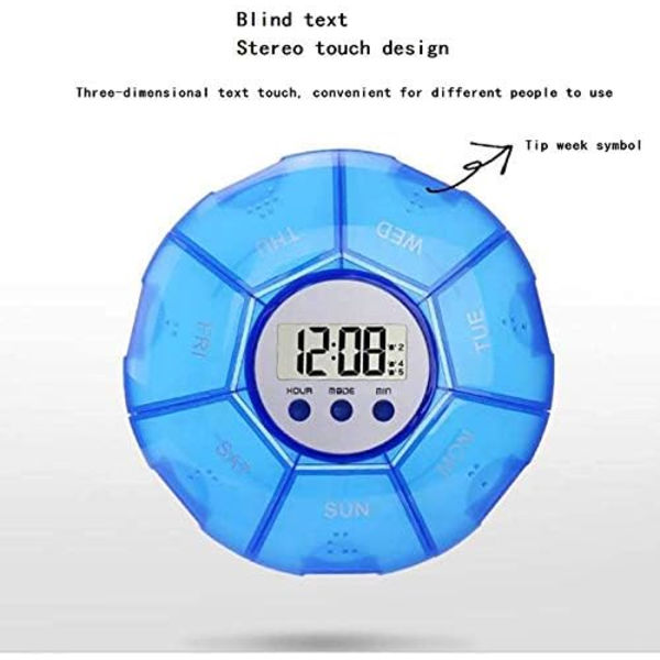 1 stk. (Blå) Pilleboks Timer, Pilleboks med Alarm 5 Alarmure,
