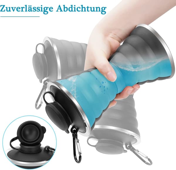 500 ml, musta taittuva juomapullo karabiinikoukulla, BPA-vapaa