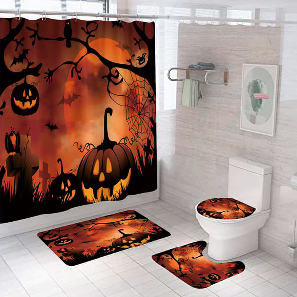 4-delad Halloween duschdraperi, Halloween duschdraperisets