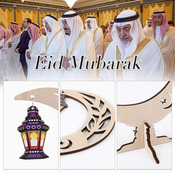 2 stk Ramadan Træpynt Eid Mubarak Ornament Måne Stjerne