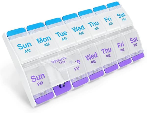 Ezy-Dose AM/PM trykknapp pilleplanlegger (XL)
