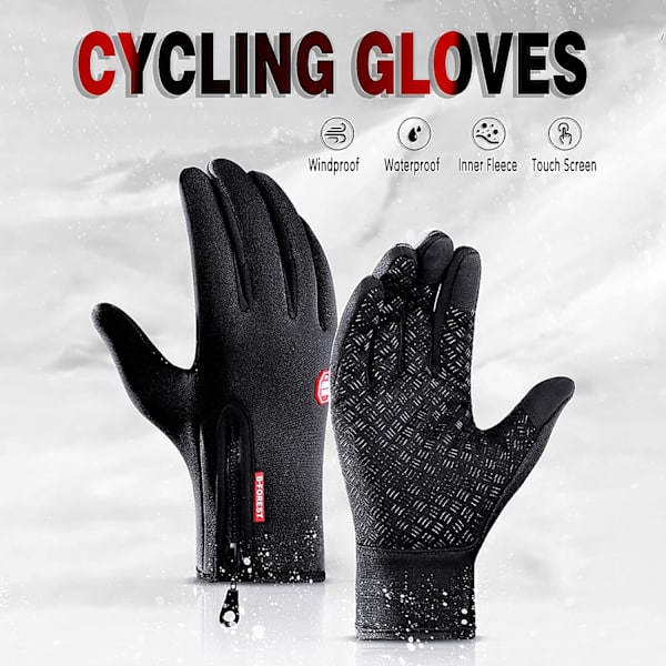 Cykelhandskar Touchscreen Vattentäta Fleece Termiska SPOR Handskar för Vandring Skidåkning, XL