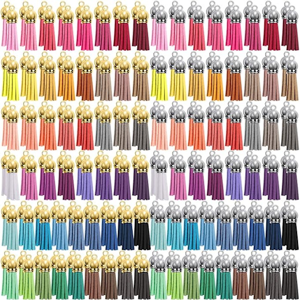 200 Mini-Pomponger i Läder för DIY-Nyckelringar