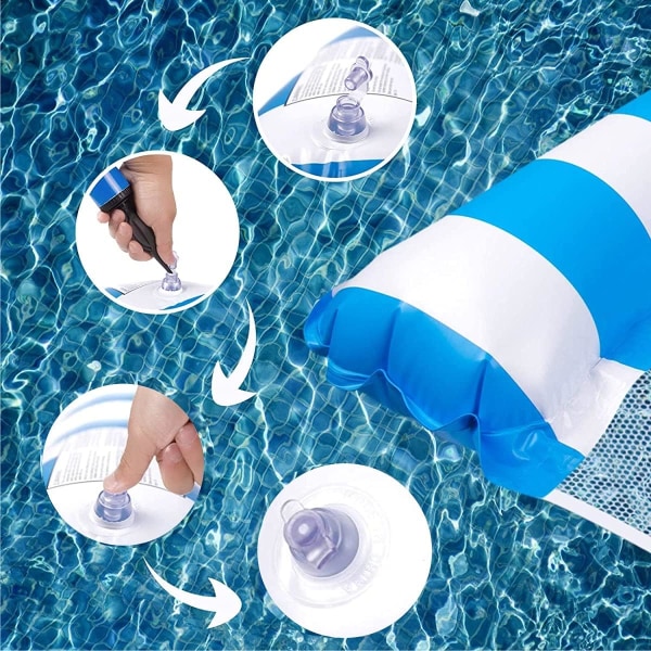 1 Stycke Blå Vattenhängmatta Uppblåsbar Säng Pool Lounger Flytande
