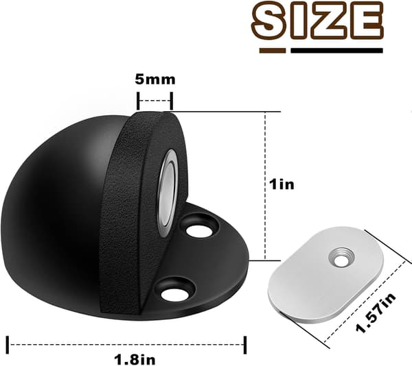 Dørstopper, 2 stk., Magnetisk, Børstet Satin Sort, Gulvmontering
