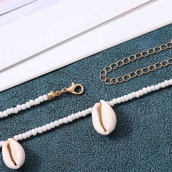 1 stk (gull) Flovel Boho Perlekjede for magen Skallbelte