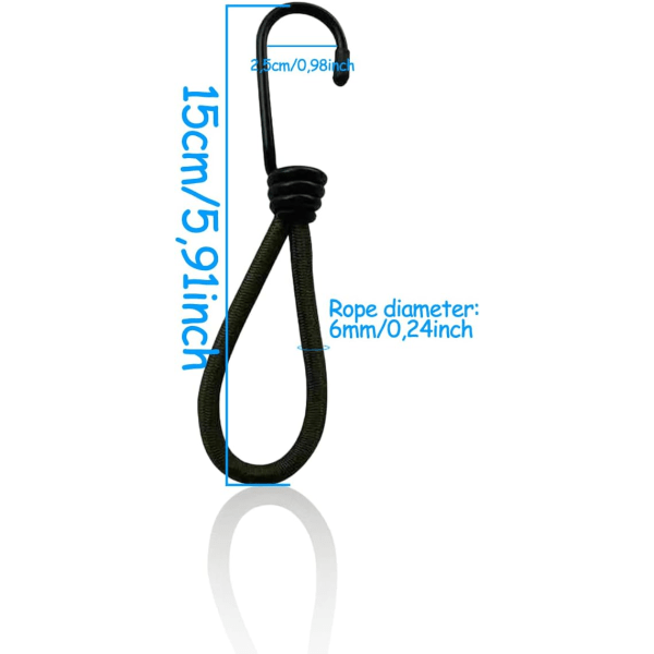 25 stk campingtelt elastisk spenne 15 cm faste stropper elastisk