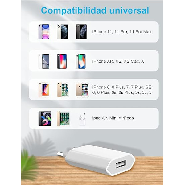USB-LADDARE för Apple för iPhone 6, 7, 8, 10, 11, se, etc 5V
