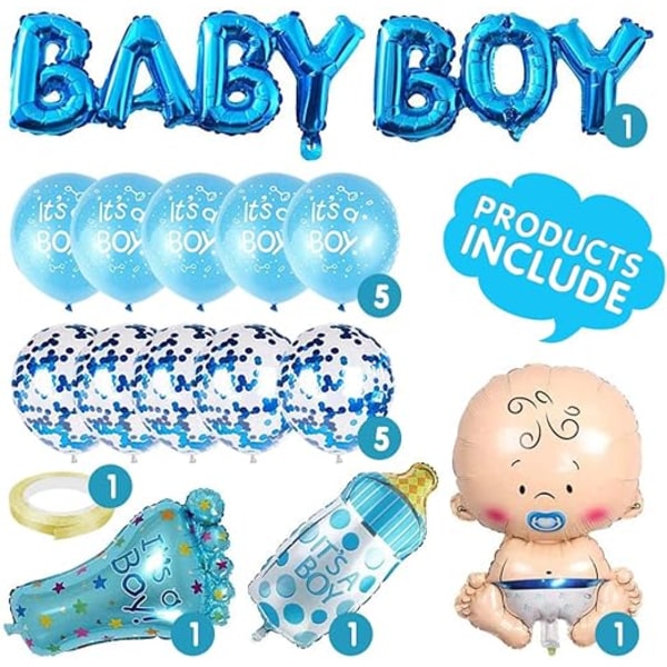 Pojke - Blå Könsvisning Baby Shower Dekoration Flicka Ballong /