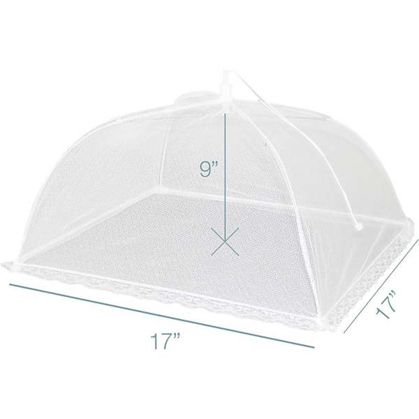 Simply Genius (6-pack) Stort & Högt 17x17 Pop-Up Mesh Mat Tält Paraply för Utomhus, Skärmtält, Fest Picknick, BBQ, Återanvändbar & Hopvikbar Mat Tält