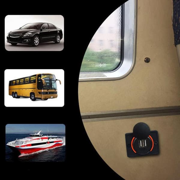 1 st svart bilbussmodifiering, biluppladdning, dubbla USB-laddare,