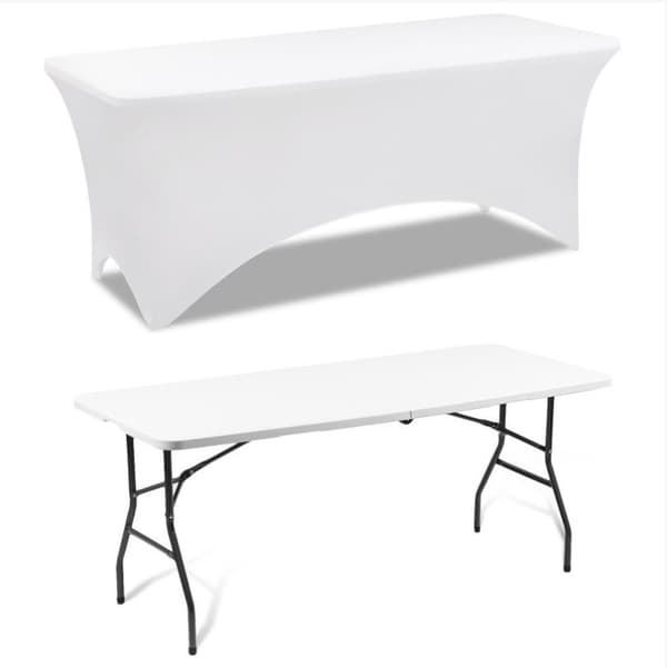Hvit sammenleggbar bordduk 6ft(183*76*76cm) Elastisk bordduk