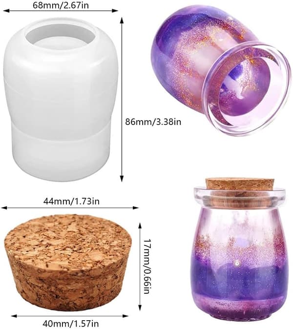 Silikonform til harpiksopbevaringsboks epoxyform med 5 korkpropper