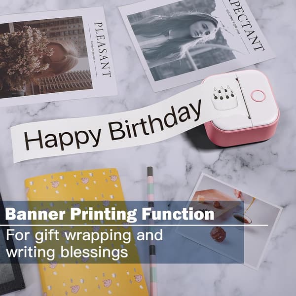 Mini Termisk Printer - Lomme Kompakt Trådløs Bluetooth Bærbar Mobil Kvitteringsprinter Kompatibel med iOS & Android