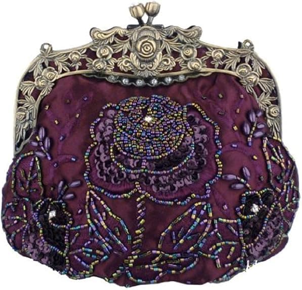 Damernas Vintage Pärlor och Sekvenser Blommiga Kvällsväskor