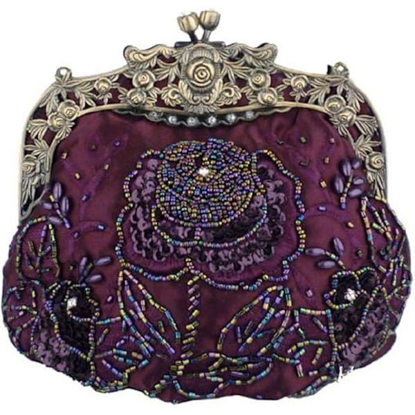 Kvinders Vintage Perlebesatte Sequin Blomster Aften Håndtasker