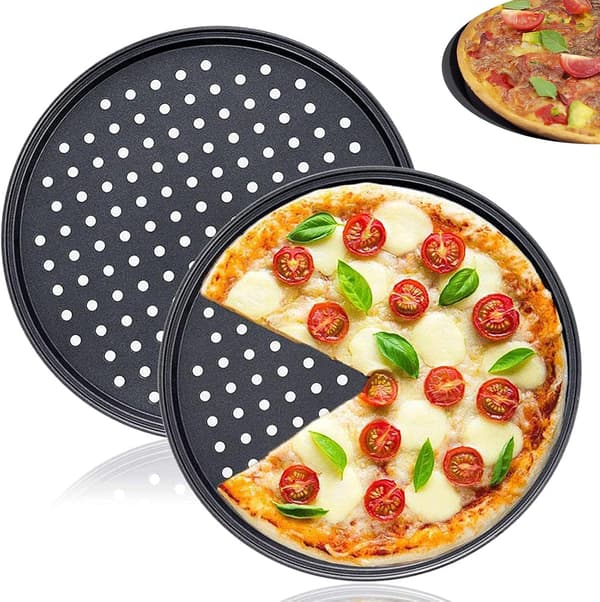 Sæt med 2 pizzaplader - Diameter: 32 cm - Rund non-stick plade -