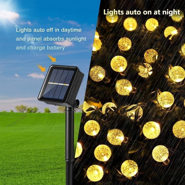 Solar String Lights Outdoor, 12M 100 LEDiä vedenpitävä, 8 mallia