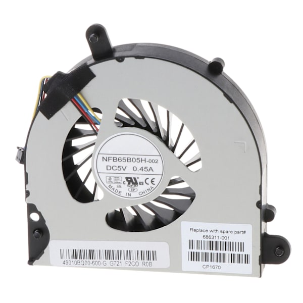 CPU-kylfläkt för HP Elitebook 8560p 8570p 8560 8560B bärbar dator kylfläkt svart