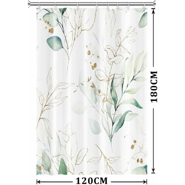 120x180cm, (Eucalyptus Leaves Duschdraperi), Botanisk Grön Löv
