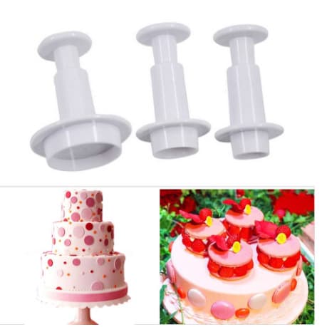 Set med 3 Tryckutskärare, Plast, Vit, 2,6 cm 2,2 cm 2 cm