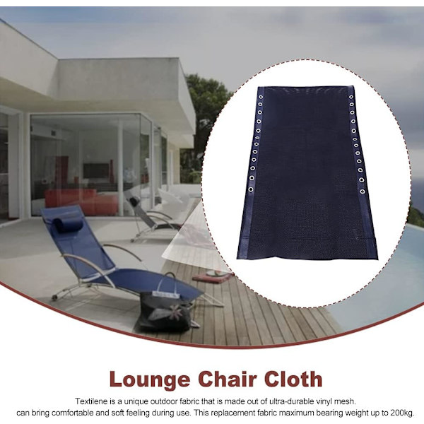 Udskiftningsstof til stol, Anti-Gravity loungestolstof (Navy Blå) med reb, stoltilbehør, elastisk terrasse