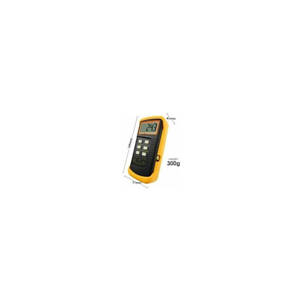 Typ K-termometer med 1300°C termoelementgivare (°C, °F och K