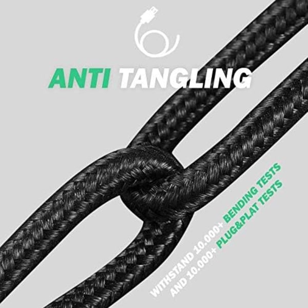 USB-C opladningskabel 3A, QC 3.0 hurtig opladning, høj holdbarhed