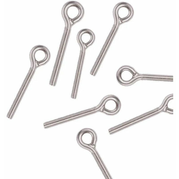 6-pack M10 304 rostfria stålringar stängda svetsade gängstångsöglor