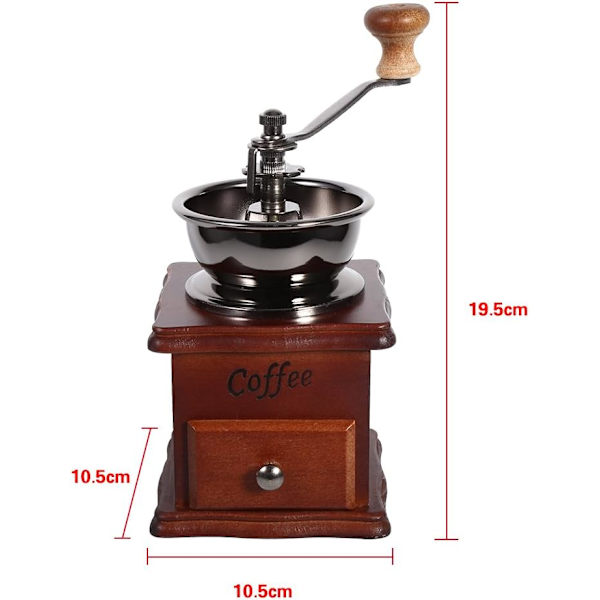 Manuell Kaffeekvern, Bærbar Retro Design Kaffe Bønne Håndkvern Manuell Mini Mølle Hjem Kontor Bruk Dekorasjon M