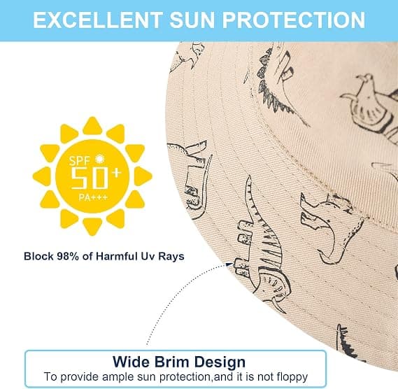 48cm Solhatt for barn, jenter og gutter, unisex, sammenleggbar, anti-UV